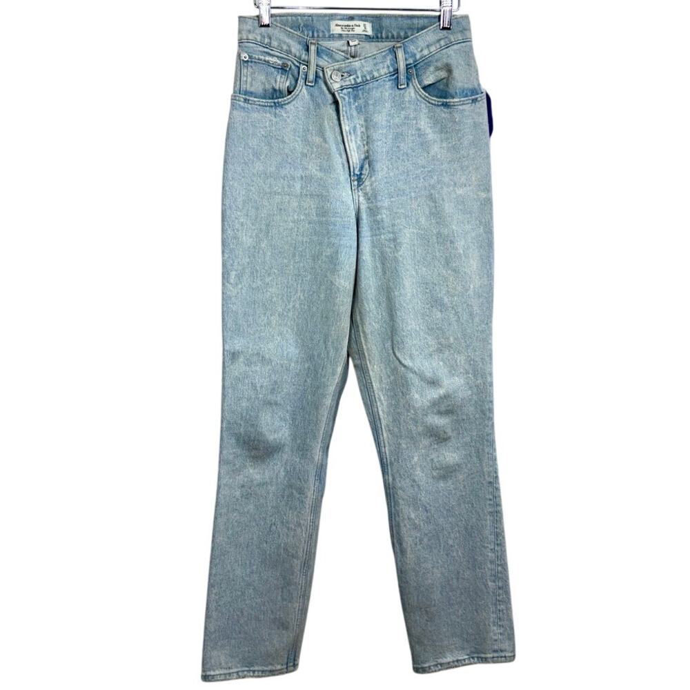 Abercrombie & Fitch Curve Love 90s Straight Ultra High Rise Blue Jeans Size 27 4